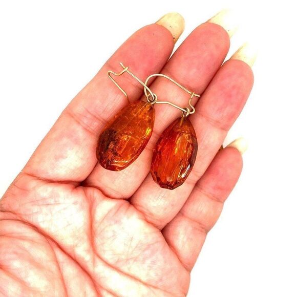 14k Amber Pendant & Earrings Set - Picture 8 of 10